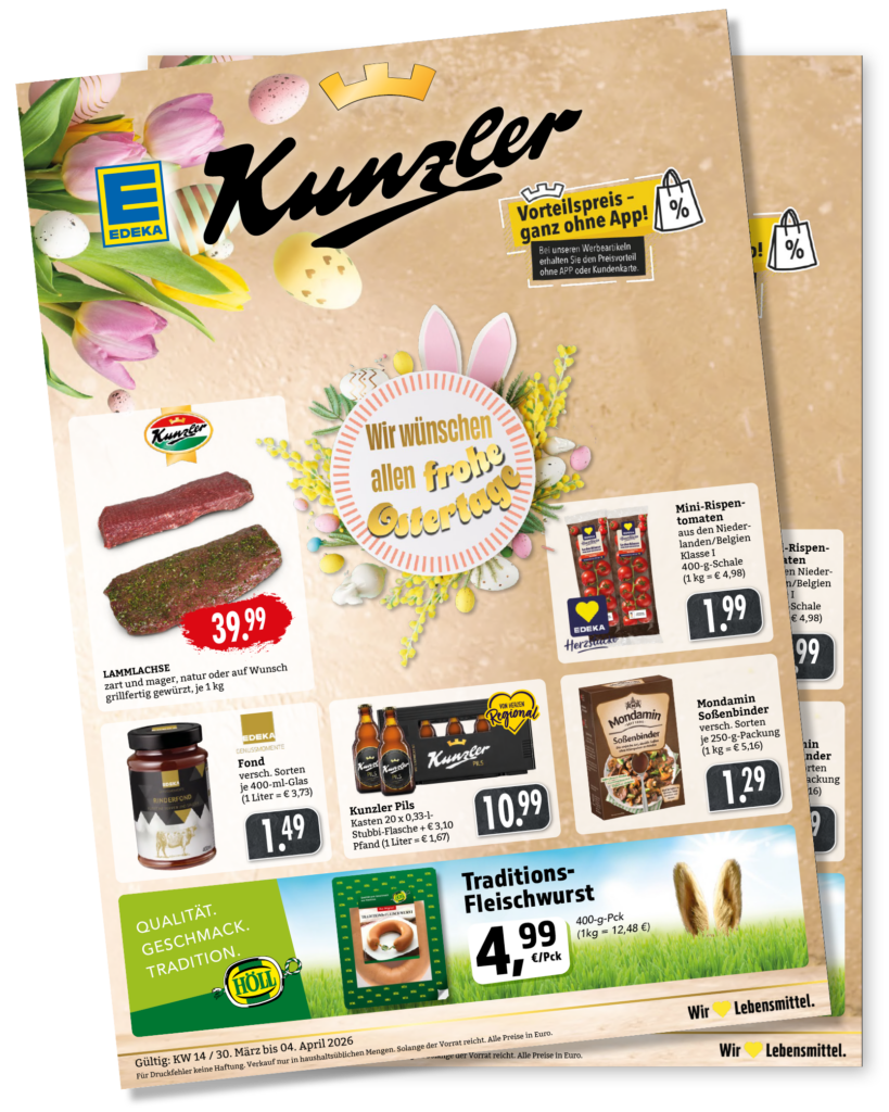 EDEKA_Kunzler, Vorteilspreis ganz ohne App. Wochenangebote KW14