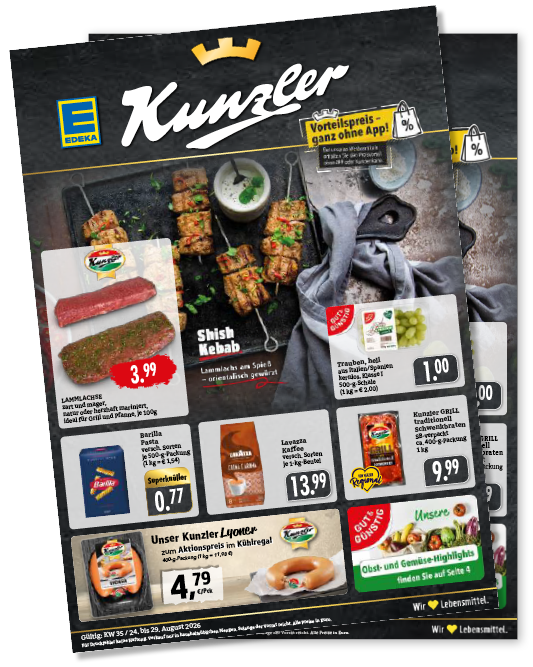 EDEKA_Kunzler, Vorteilspreis ganz ohne App. Wochenangebote KW35