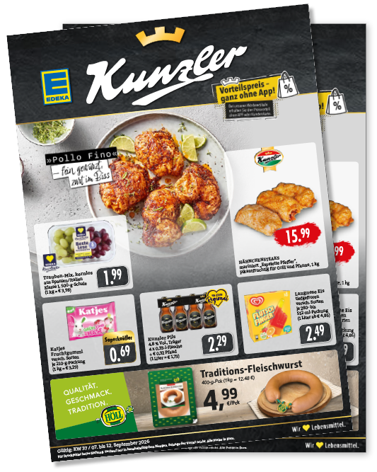 EDEKA_Kunzler, Vorteilspreis ganz ohne App. Wochenangebote KW37
